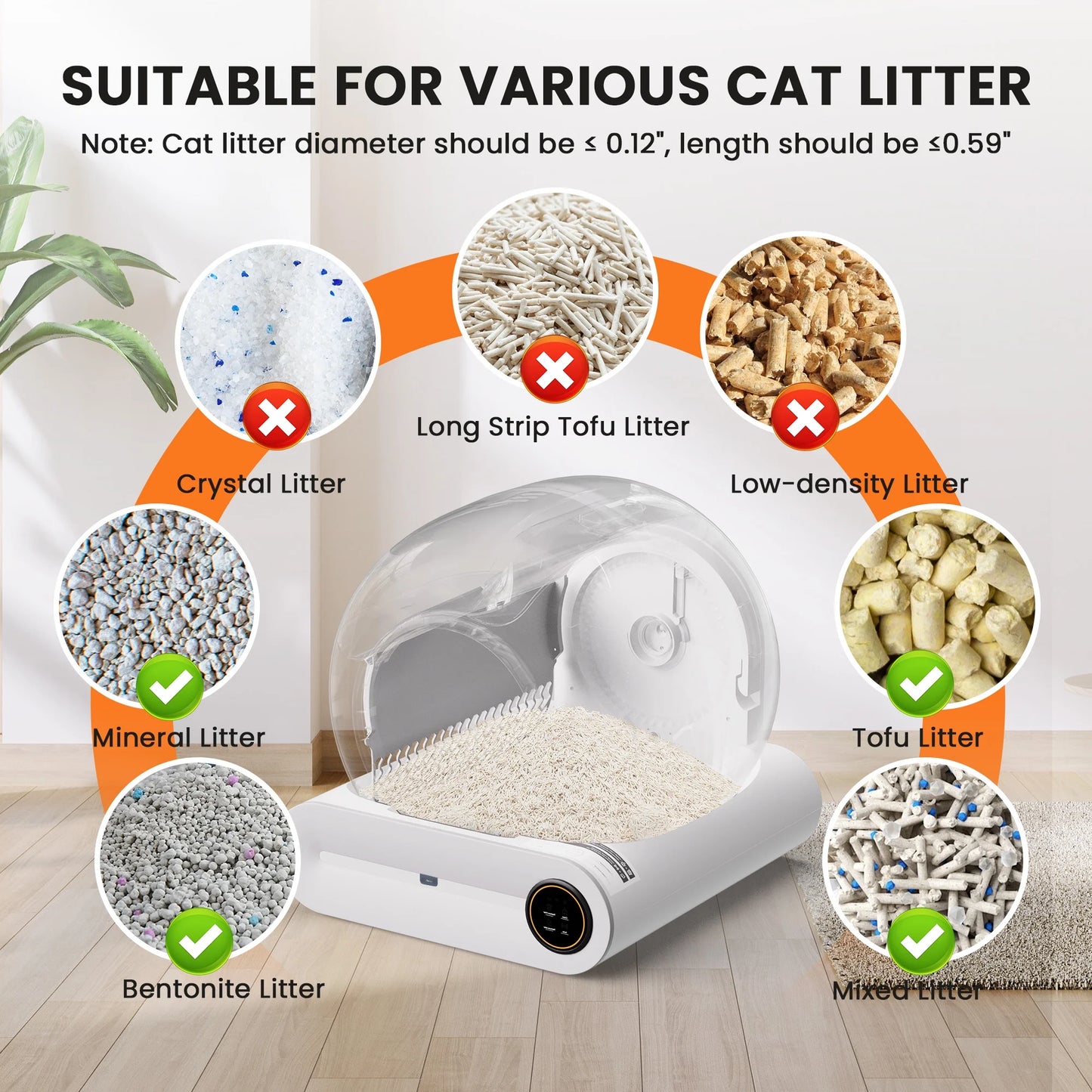 Automatic Self-Cleaning Cat Litter Box, APP Control and Integrated Safety Protection, 68L+9L Large Capacity, for Large/Multiple Cats,White