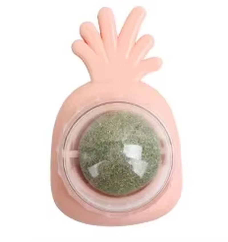 Catnip Balls Wall Stick-On Ball Toys Cat Mint Ball Healthy Natural Removes Hair Balls to Promote Digestion Pet Cat Grass Snacks