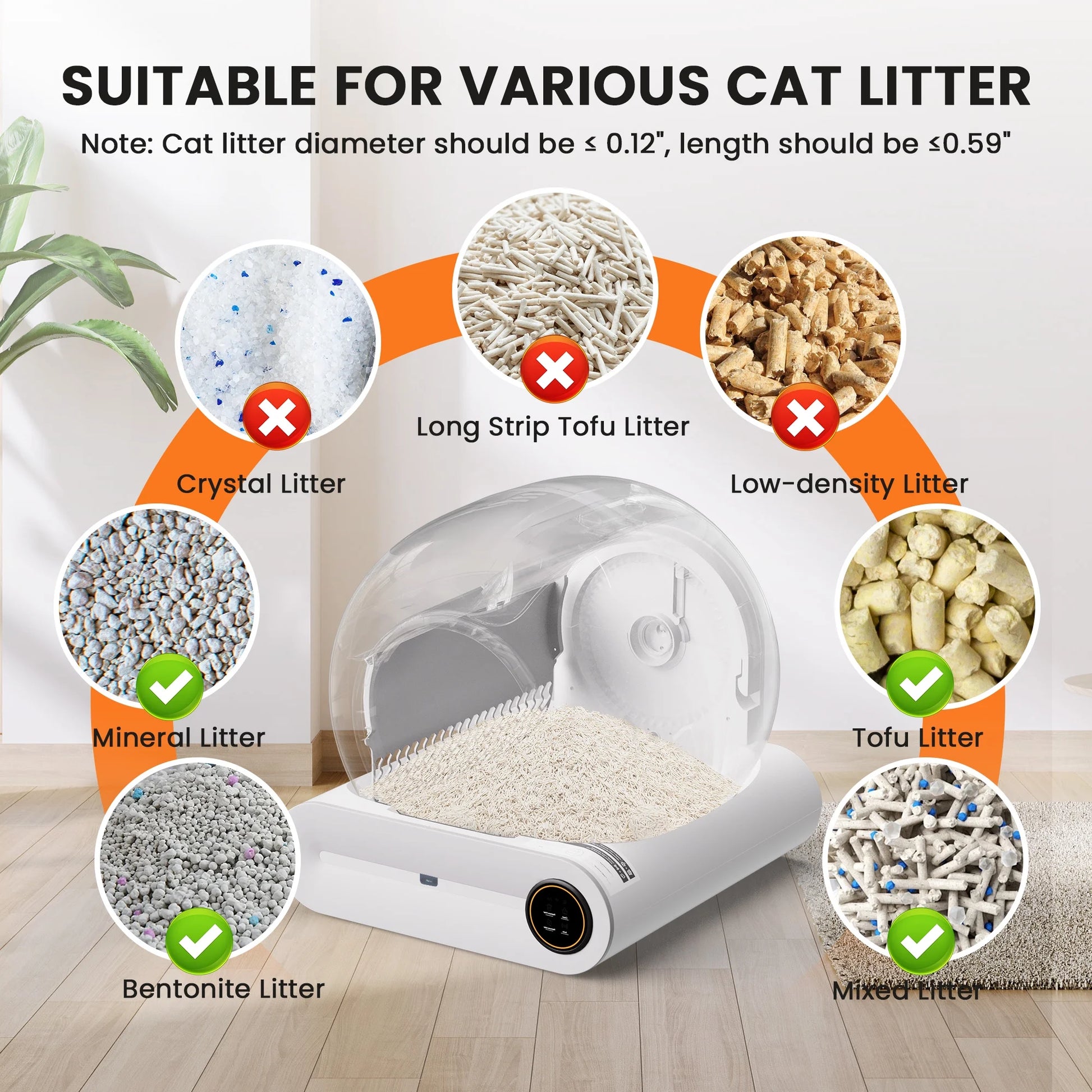 Automatic Self-Cleaning Cat Litter Box, APP Control and Integrated Safety Protection, 68L+9L Large Capacity, for Large/Multiple Cats,White