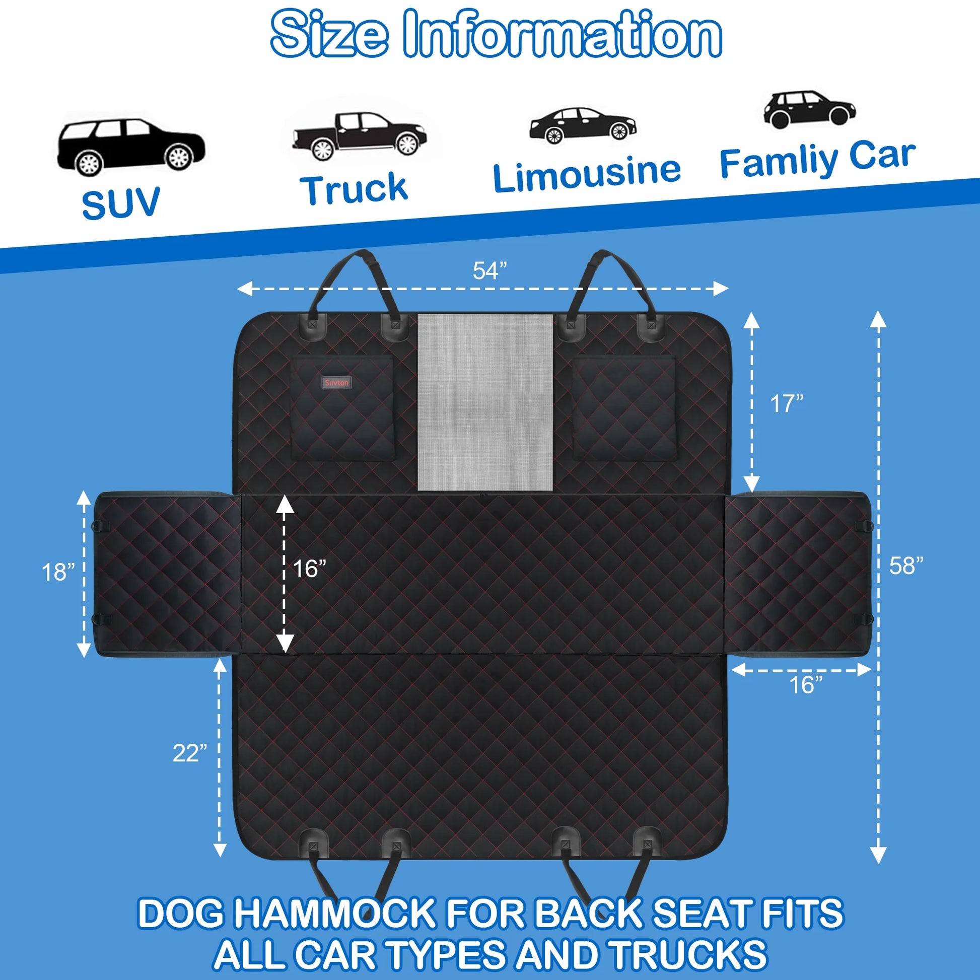 Dog Back Seat Cover Protector Waterproof Scratchproof Nonslip Hammock for Dogs Backseat Protection against Dirt and Pet Fur Pets Seat Covers for Cars & Suvs